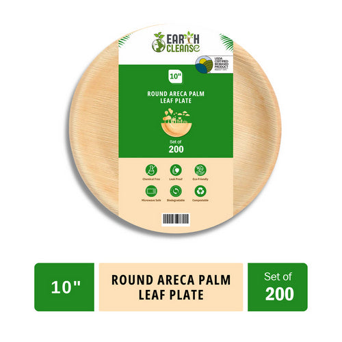 Earth Cleanse, Areca Palm Leaf Round Plates 10 Inches, Pack of 200