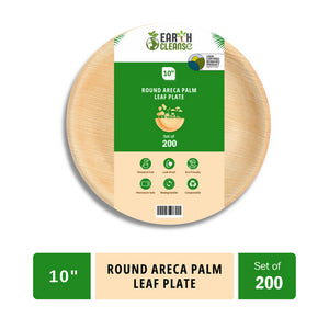 Earth Cleanse, Areca Palm Leaf Round Plates 10 Inches, Pack of 200