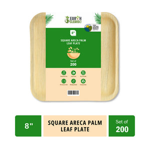 Earth Cleanse, Areca Palm Leaf Square Plates 8-Inch, Pack of 200