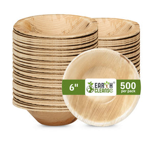 Earth Cleanse, Areca Palm Leaf Bowls Round 6-Inch, Pack of 500