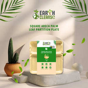 Earth Cleanse, Areca Palm Leaf Square Partition Plates 11-Inch, Pack of 75