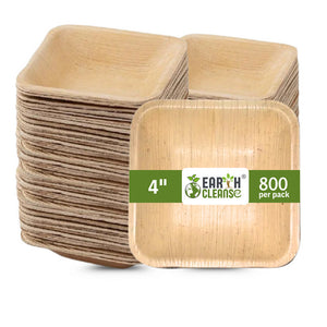 Earth Cleanse, Areca Palm Leaf Square Bowls 4-Inch, Pack of 800