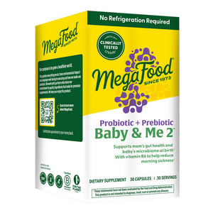MegaFood, Baby And Me 2 Prenatal Probiotic + Prebiotic, 30 Capsules