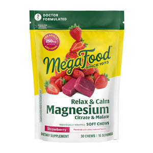 MegaFood, Relax Plus Calm + Magnesium Soft Chews  Strawberry, 30 Count