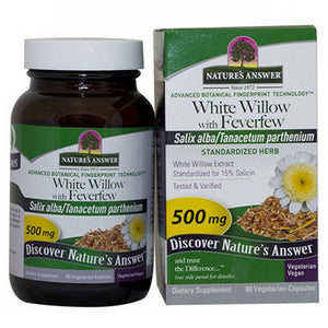 Nature's Answer, White Willow With Feverfew Standardized, 500 Mg, 60 VegCaps