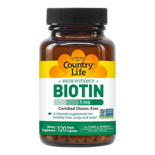 Country Life, Biotin High Potency, 5 Mg, 120 Veg Caps