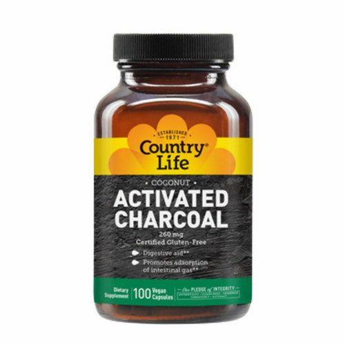 Country Life, Activated Charcoal, 260 Mg, 100 Veg Caps