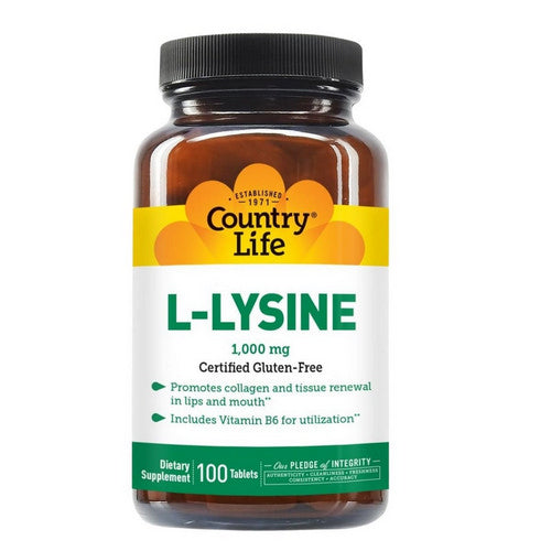 Country Life, L-Lysine with B-6, 1000 MG, 100 Tabs