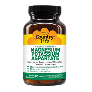 Country Life, Magnesium - Potassium Aspartate Target-Mins, 90 Tabs