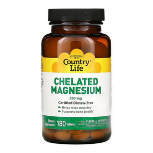 Country Life, Chelated Magnesium, 250 MG, 180 Tabs