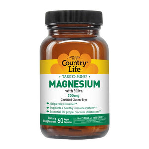 Country Life, Target-Mins Magnesium With Silica, 300 MG, 60 Veg Caps