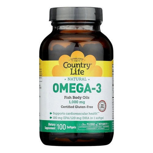 Country Life, Omega 3 Fish Body Oils, 1000 MG, 100 Sftgls