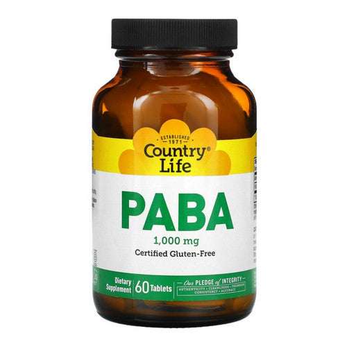 Country Life, Paba TR, 1000 MG, 60 Tabs