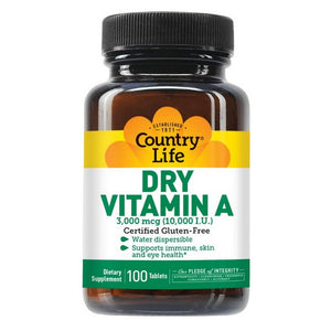 Country Life, Vitamin A 10,000 Units Dry, 100 Tabs