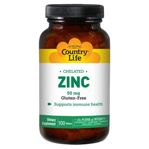Country Life, Zinc (Amino Acid Chelate), 50 MG, 100 Tabs