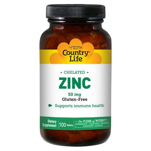 Country Life, Zinc (Amino Acid Chelate), 50 MG, 100 Tabs