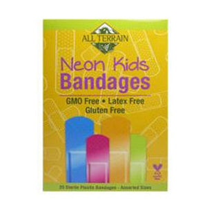 All Terrain, Kids Bandages Latex Free Non-Stick Pad Neon, 20 Pieces