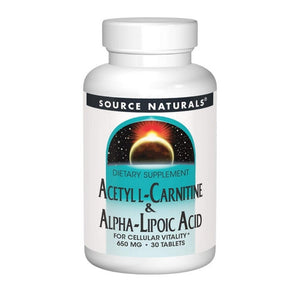 Source Naturals, Acetyl L-Carnitine And Alpha-Lipoic Acid, 650 Mg, 30 Tabs