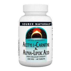 Source Naturals, Acetyl L-Carnitine And Alpha-Lipoic Acid, 650 Mg, 60 Tabs