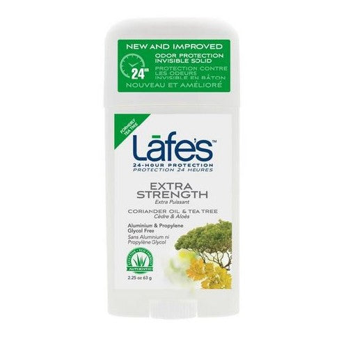Lafes Natural Body Care, Extra Strength Deodorant Stick Coriander Plus Tea Tree, 2.5 Oz