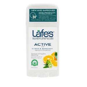 Lafes Natural Body Care, Natural Deodorant Stick Active Citrus And Bergamot, 2.85 Oz