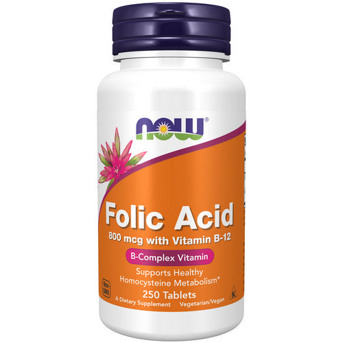 Now Foods, Folic Acid With Vitamin B-12, 800 Mcg, 250 Tabs