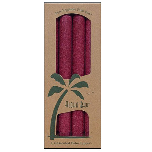 Aloha Bay, Candel 9 Inch Taper, Burgundy, 4 Pack