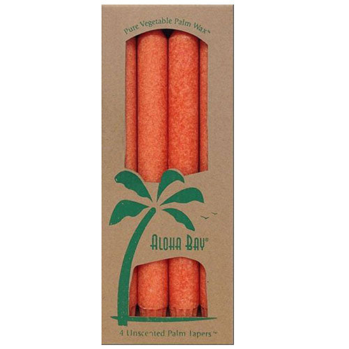 Aloha Bay, Candle  9 Inch Taper, Orange, 4 Pack
