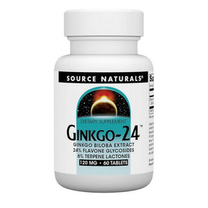Source Naturals, Ginkgo-24 Biloba Extract, 120 MG, 60 Tabs