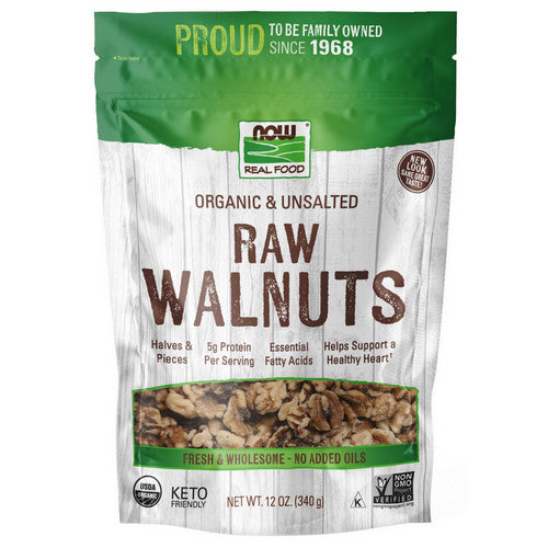 Now Foods, Organic Walnuts Raw And Unsalted, 12 oz