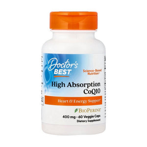 Doctors Best, High Absorption CoQ10 With BioPerine, 400 mg, 60 Veggie Caps