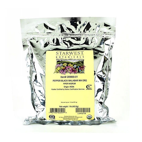 Starwest Botanicals, Organic Pepper Black, Whole 1 Lb