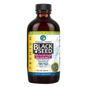Amazing Herbs, Premium Black Seed 100% Pure Cold-Pressed Black Cumin Seed Oil, 8 Oz
