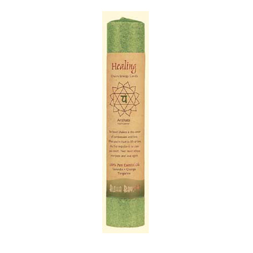 Aloha Bay, Chakra Pillar Candle 8-Inch Green, 11 Oz