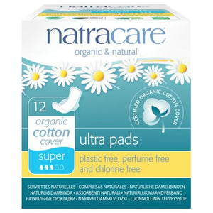 Natracare, Ultra Pads With Wings Super, 12 Count