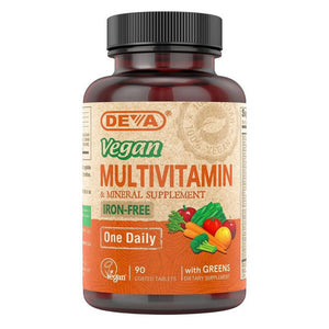 Deva Vegan Vitamins, Vegan Multivitamin And Mineral Supplement Iron Free, 90 Tab