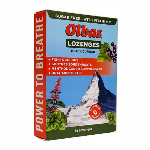 Olbas, Black Currant Sugar Free Cough Lozenges with Vitamin C, 24 Count