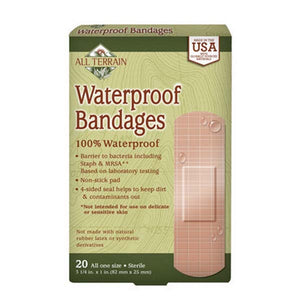 All Terrain, Waterproof Strong Strip Bandages, 1 Inch 20 Pc