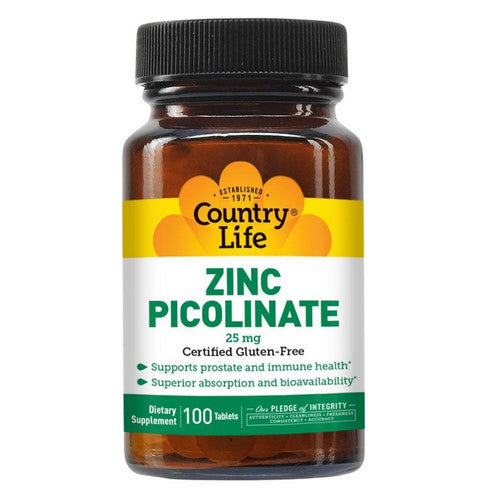 Country Life, Zinc Picolinate, 25 mg, 100 Tabs