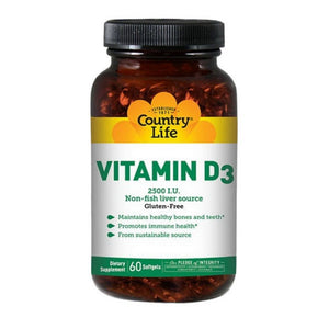 Country Life, Vitamin D3, 2500 IU, 60 Softgels