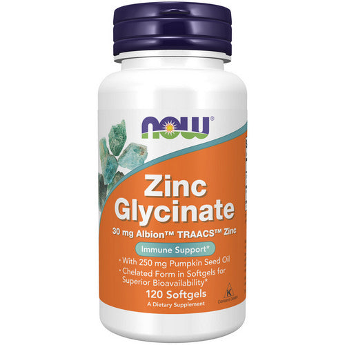 Now Foods, Zinc Glycinate Softgels, 30 Mg, 120 Count