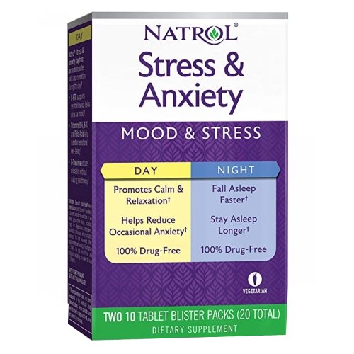Natrol, Stress And Anxiety Day & Nite Formulas, 10+10 Tabs