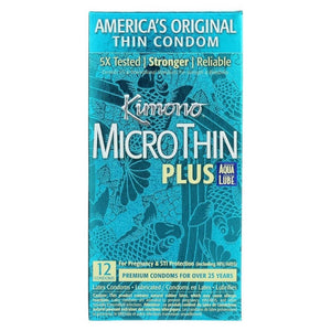 Mayer Laboratories, Kimono MicroThin Condoms, Aqua Lube 12 CT