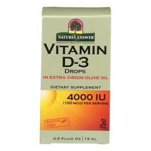 Nature's Answer, Vitamin D-3 Drops In Extra Virgin Olive Oil, 100 Mcg, 0.5 Oz