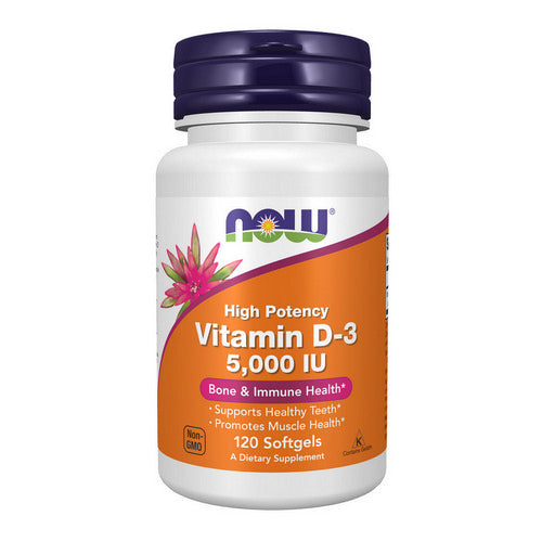 Now Foods, Vitamin D-3 High Potency, 125 Mcg, 120 Softgels