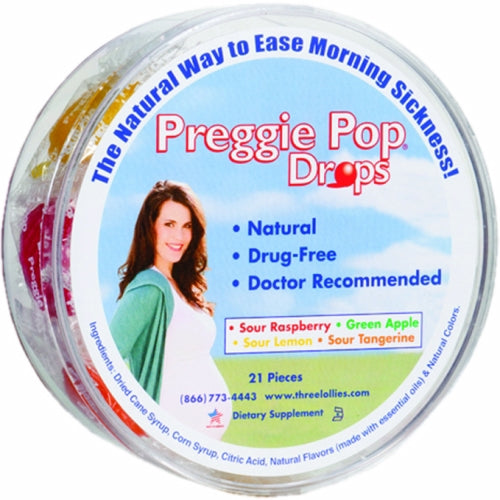 Three Lollies, Preggie Pop Drops Mixed Fruit, 21 Drops