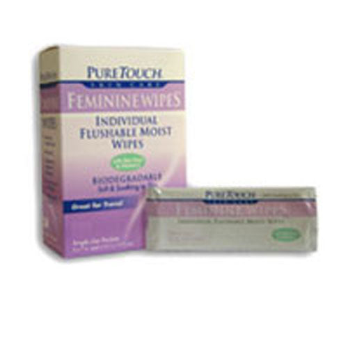 Pure Touch Skin Care, Individual Flushable Moist Feminine Wipes, 12 Packets
