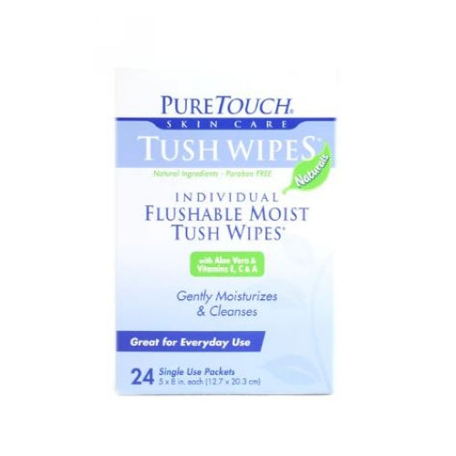 Pure Touch Skin Care, Tush Wipes Flushable, 24 Count