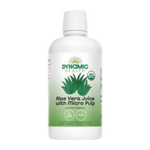 Dynamic Health Laboratories, Organic Aloe Vera Juice with Micro Pulp Unflavored, 32 Oz