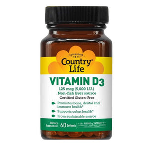Country Life, Vitamin D3, 5000 IU, 60 Softgels